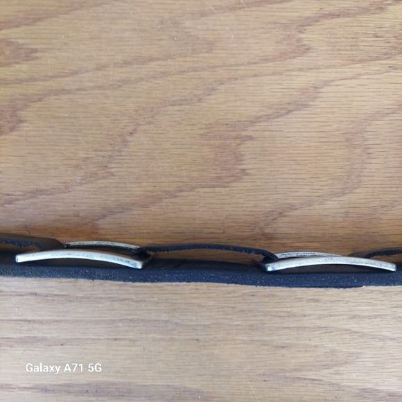 LoFi Black Leather Motorcycle Belt with Silver Buckle Embellishments 35" - Picture 8 of 9